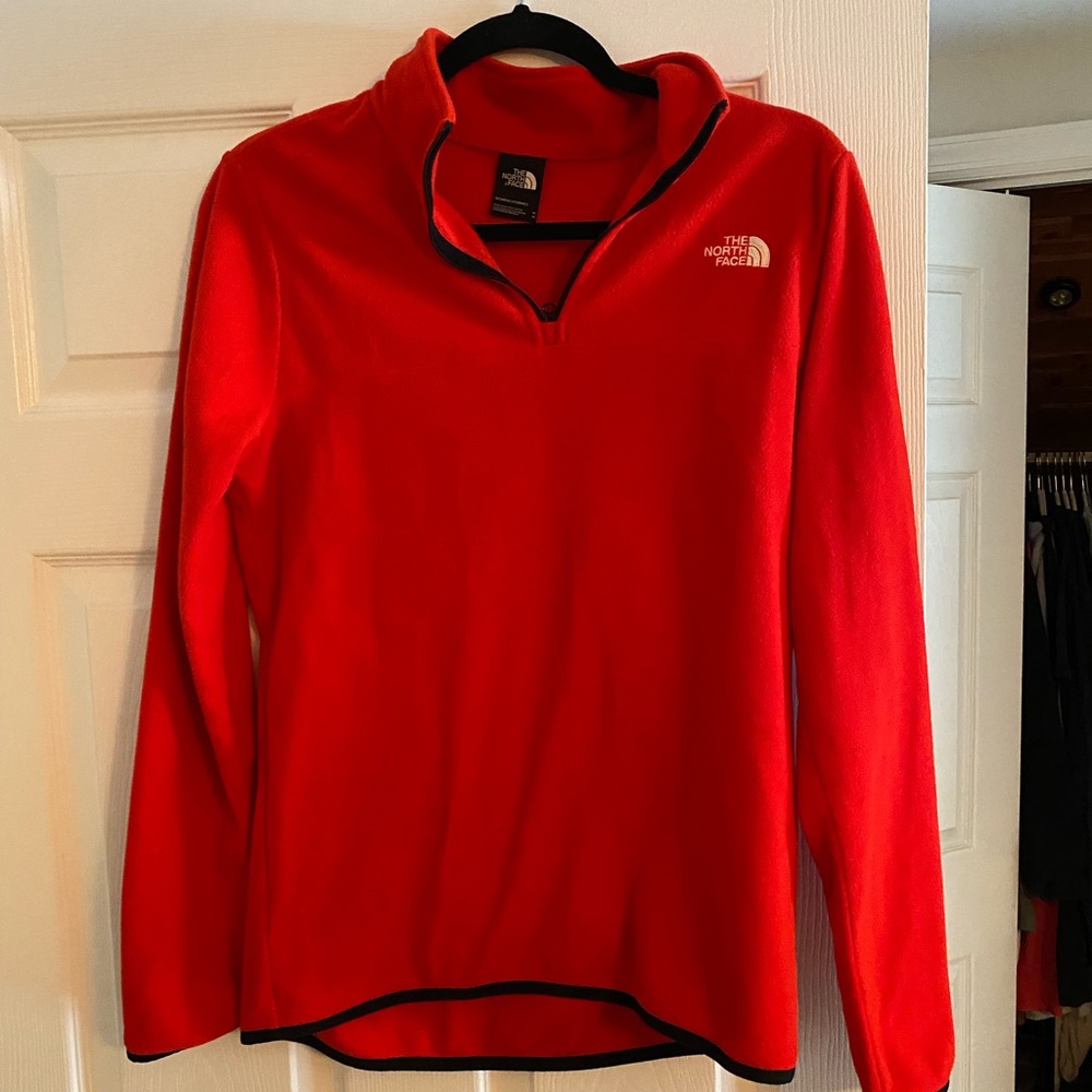 Never worn red/orange North Face Pullover